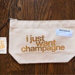 NWT DOGEARED I just want champagne canvas pouch
